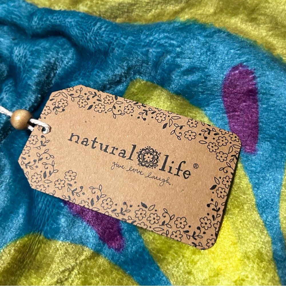 Natural Life Blue and Green Floral Towel Wrap & Hair wrap. - Picture 4 of 5